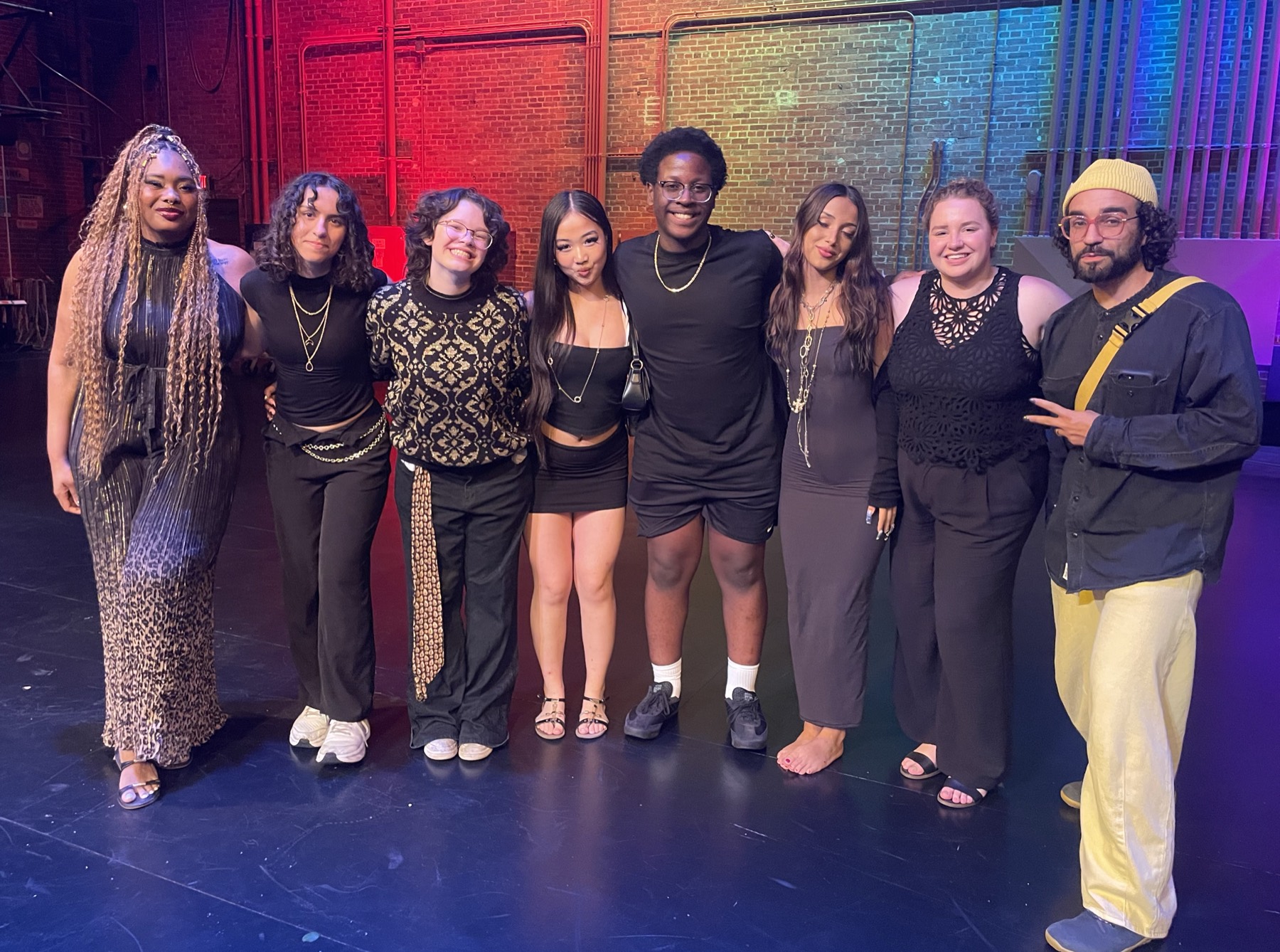 Veronika with her Brave New Voices poetry team on stage after a performance